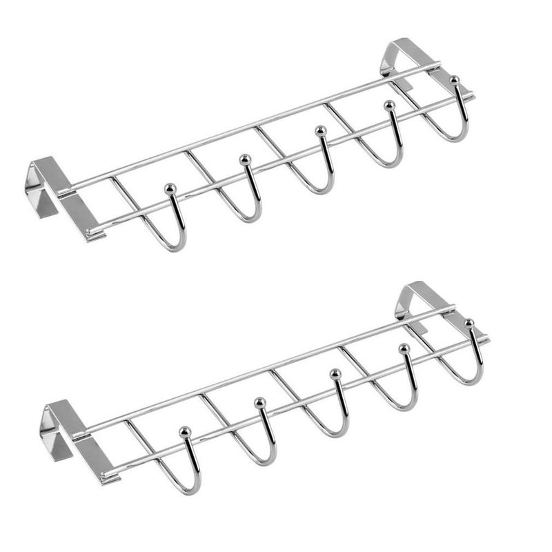 Sell Net Retail Multi Functional Stainless Steel Space Saving Over The Door Hanging Hooks for Towel Clothes Bag Coat and Other Wardrobe Storage Organizer Holder Multi Pack of 2 - Image 2