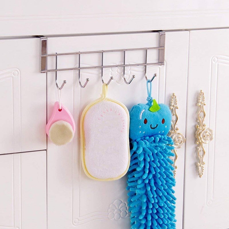 Sell Net Retail Multi Functional Stainless Steel Space Saving Over The Door Hanging Hooks for Towel Clothes Bag Coat and Other Wardrobe Storage Organizer Holder Multi Pack of 2 - Image 4