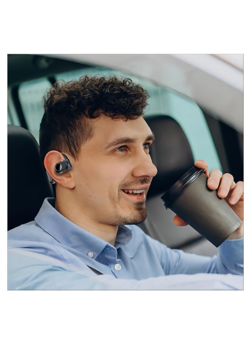 Open Ear Bluetooth 5.3 Wireless Earbuds with 16.2mm Driver, Single Over-Ear Buds with Earhooks, Built-in Mic, 12H Playtime