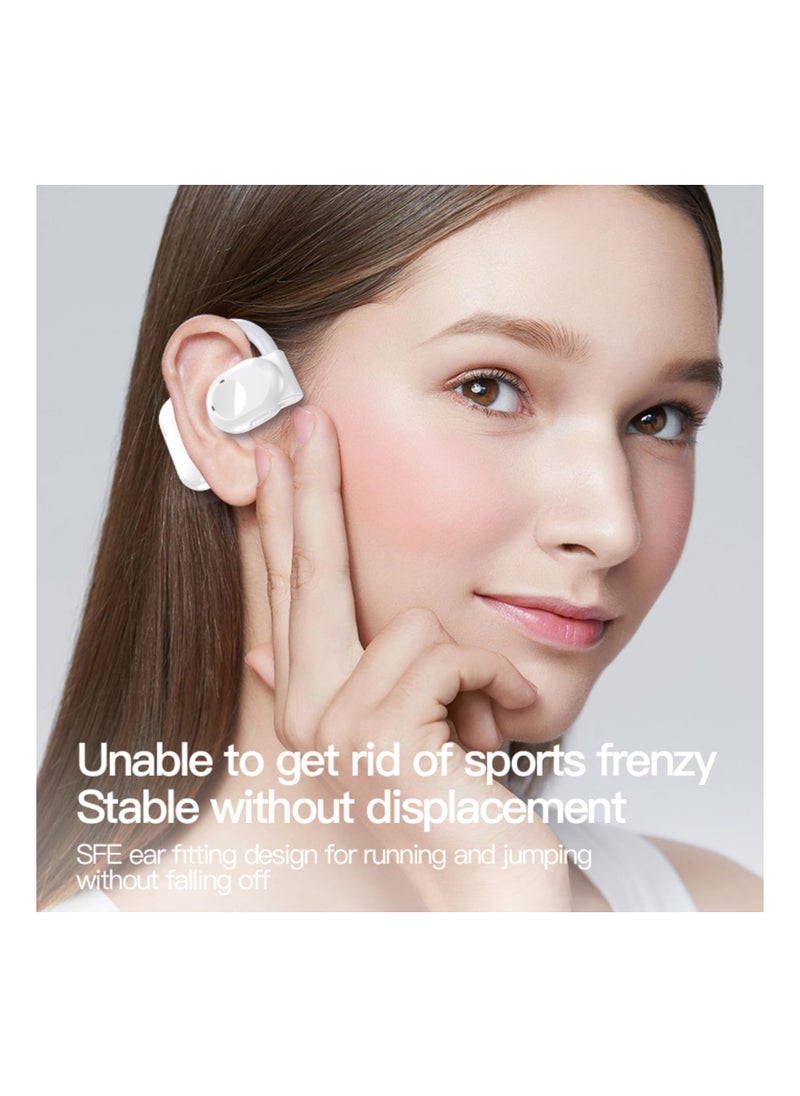 Open Ear Bluetooth 5.3 Wireless Earbuds with 16.2mm Driver, Single Over-Ear Buds with Earhooks, Built-in Mic, 12H Playtime