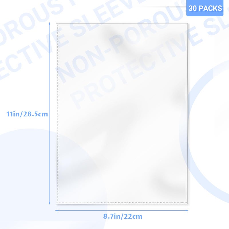 VOKOY 30 Pack No Holes Sheet Protectors, 8.5" x 11", Letter Size Heavy Duty Clear View Page Sleeves Protectors, Clear Paper Document Artwork Protectors - Image 2