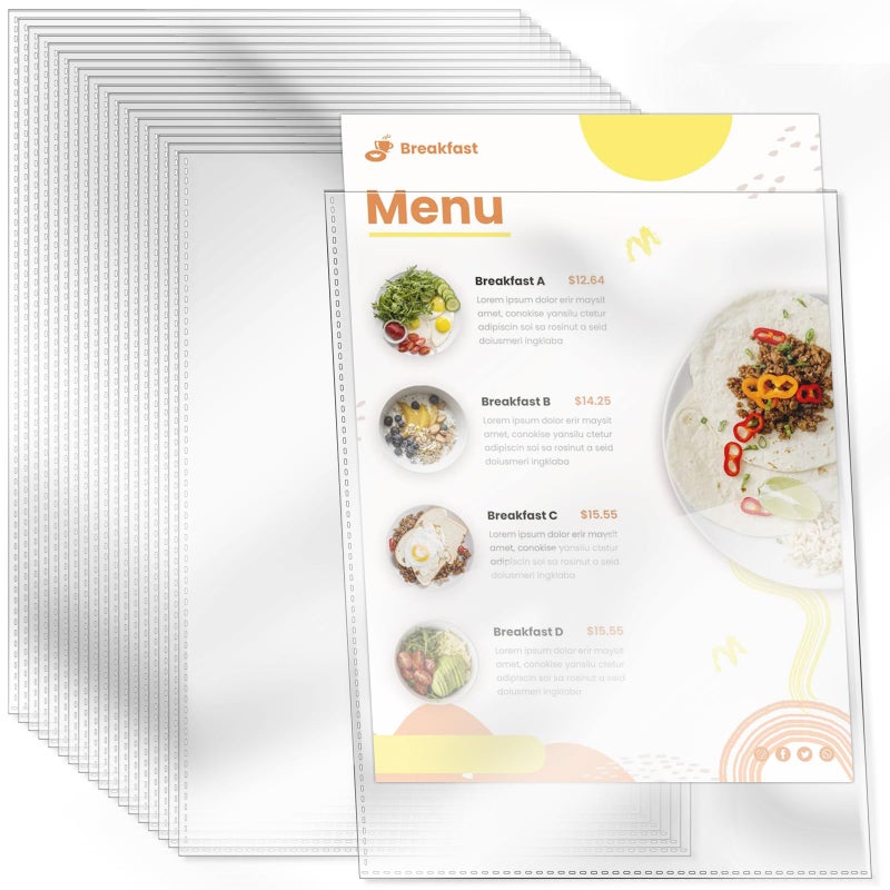 VOKOY 30 Pack No Holes Sheet Protectors, 8.5" x 11", Letter Size Heavy Duty Clear View Page Sleeves Protectors, Clear Paper Document Artwork Protectors - Image 1