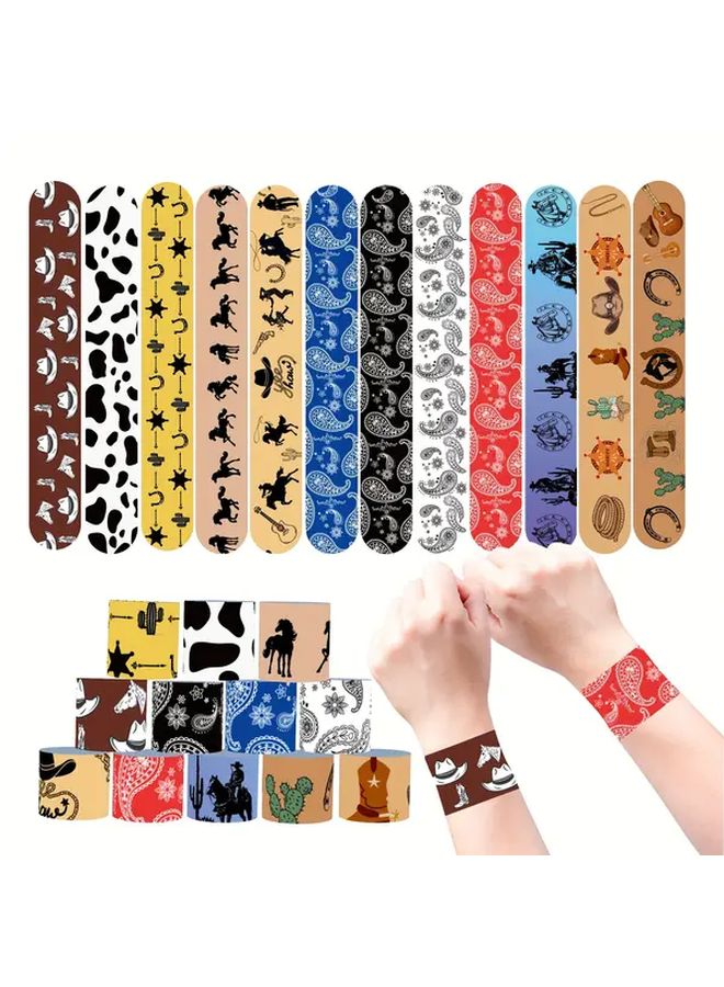 Western Cowboy Wristbands Colorful Denim Pop Rings Playful Cartoon Designs Durable Plastic For Parties - Image 1