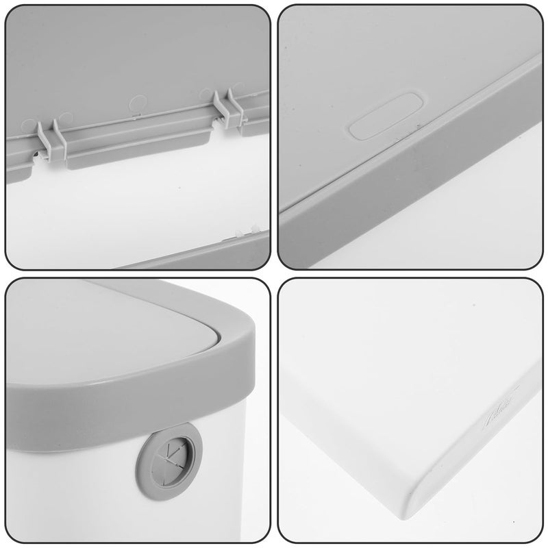 FAVOMOTO Large Plastic Press Type Wastebasket with Lid for Kitchen Bathroom Bedroom, White Covered Garbage Can for Home Use - Image 3