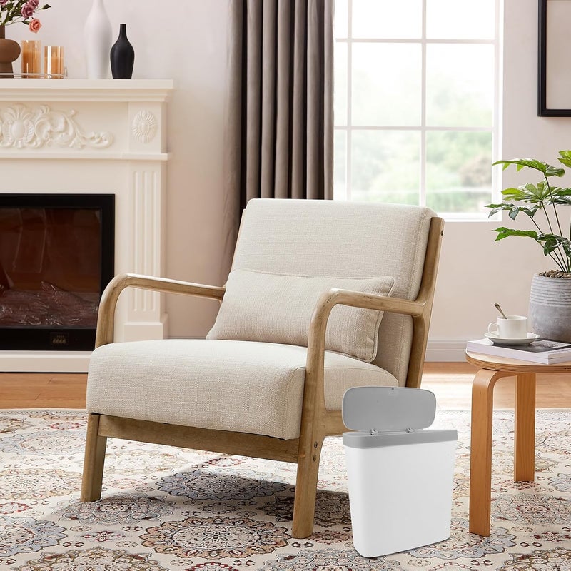 FAVOMOTO Large Plastic Press Type Wastebasket with Lid for Kitchen Bathroom Bedroom, White Covered Garbage Can for Home Use - Image 5