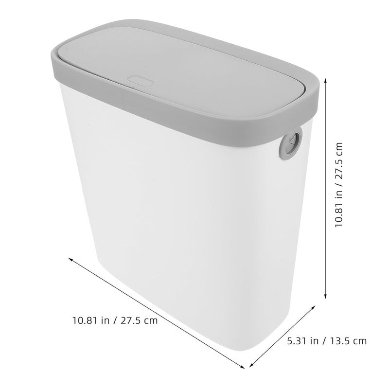 FAVOMOTO Large Plastic Press Type Wastebasket with Lid for Kitchen Bathroom Bedroom, White Covered Garbage Can for Home Use - Image 2