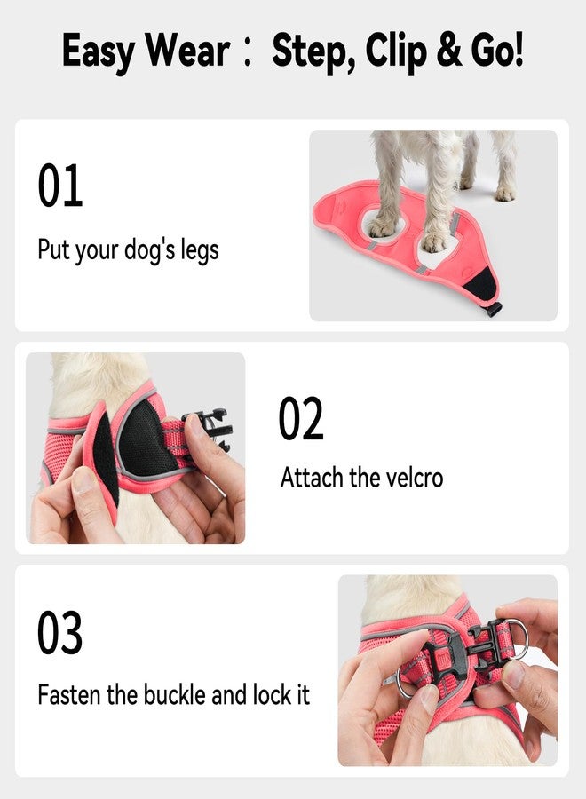 Joytale Small Dog Harness, Breathable Mesh Step-in Vest, Reflective Soft Padded Harnesses for Small and Medium Dogs, Pink, L - Image 3