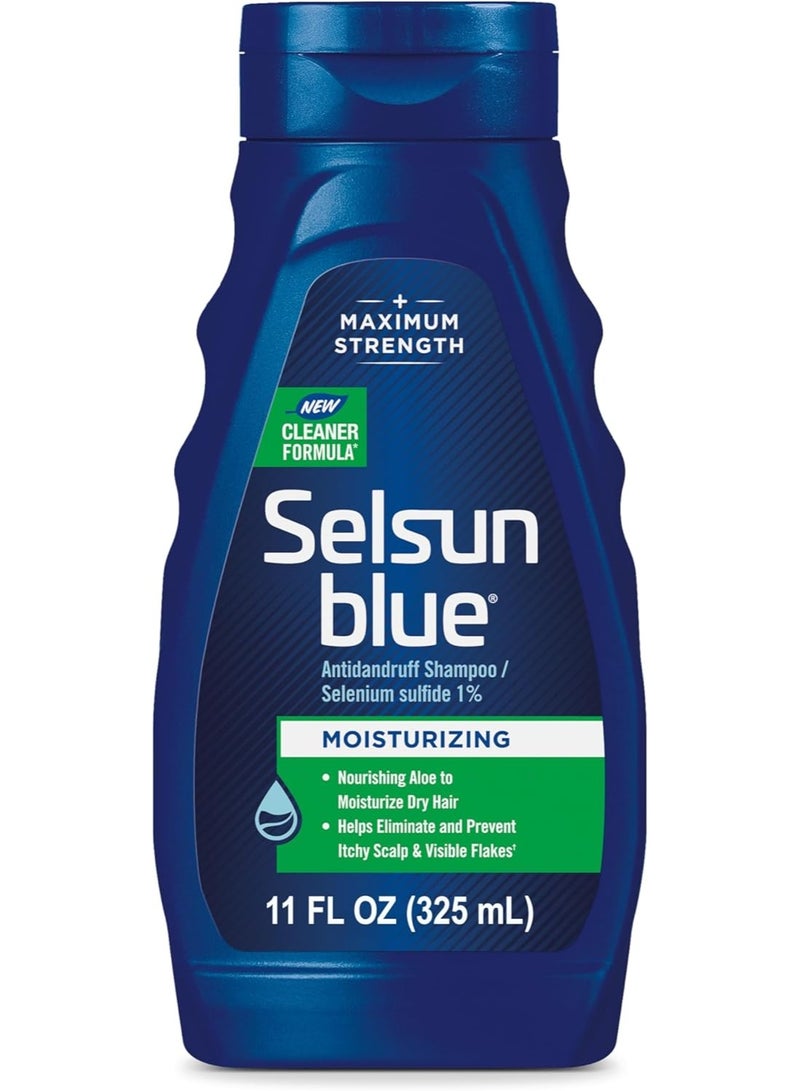 Selsun blue Moisturizing Antidandruff Shampoo, Maximum Strength Scalp Treatment With Selenium Sulfide, 11 fl. oz. - Image 1