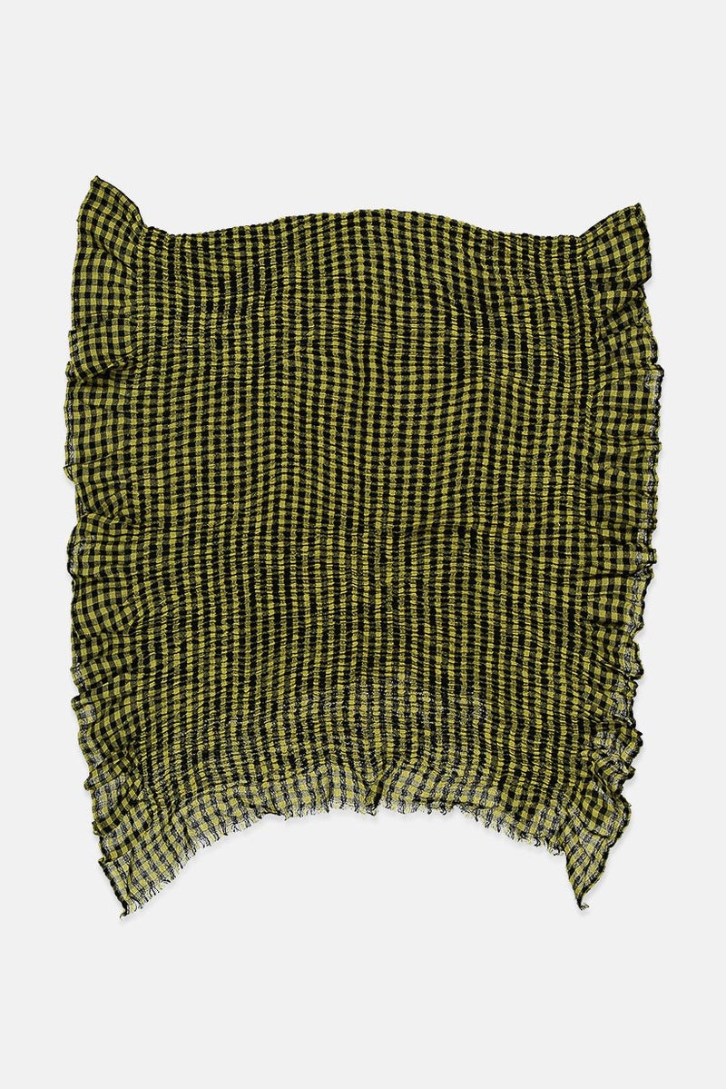 PARFOIS Women Checkered Textured 115 x 68 cm Scarf, Black and Yellow - Image 3