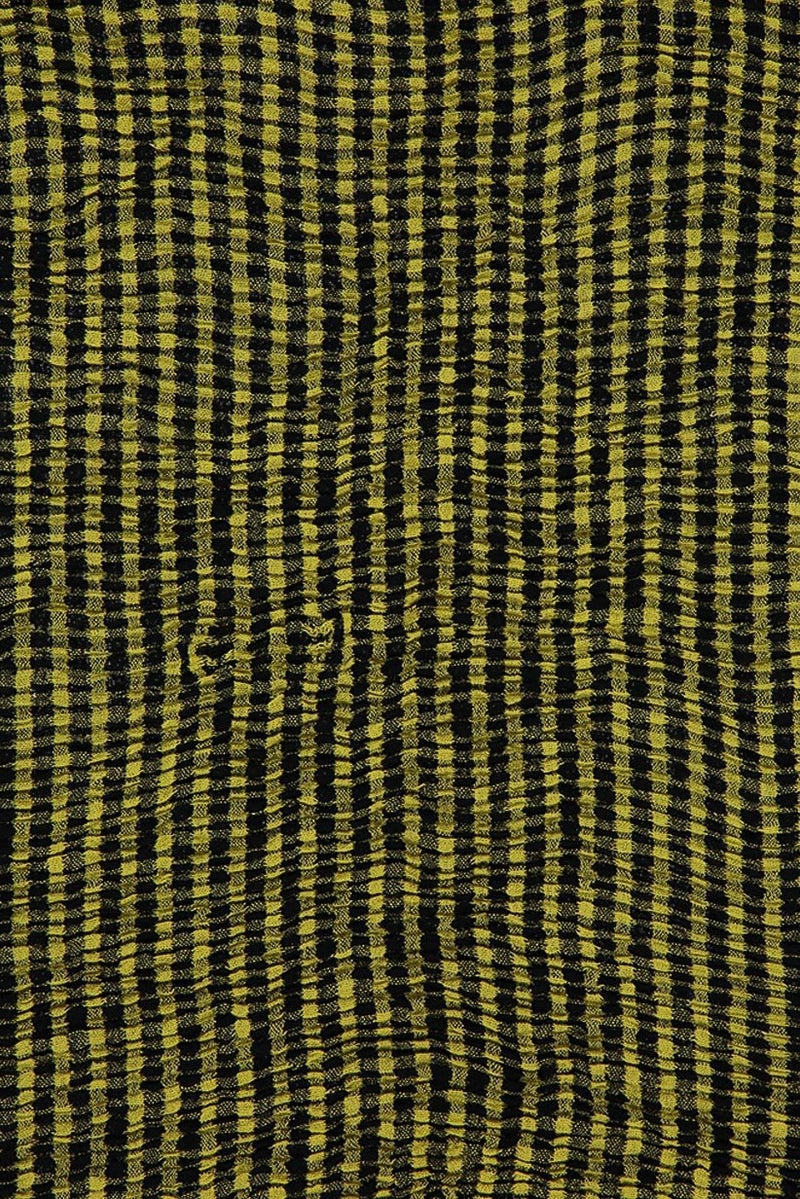 PARFOIS Women Checkered Textured 115 x 68 cm Scarf, Black and Yellow - Image 2