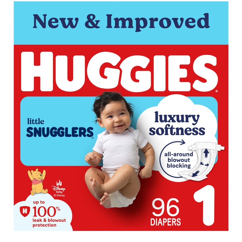 Huggies Size 1 Diapers Little Snugglers Baby Diapers Size 1 814 lbs 96 Count Packaging May Vary - Image 2