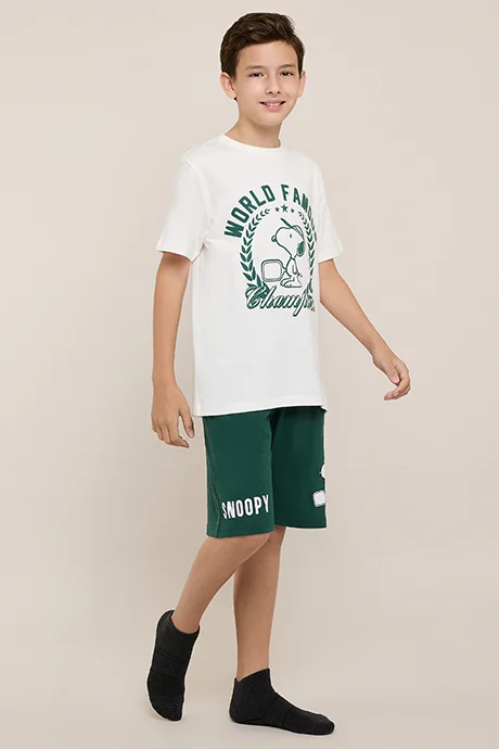 R&b Snoopy Print Shorts Pyjama Set