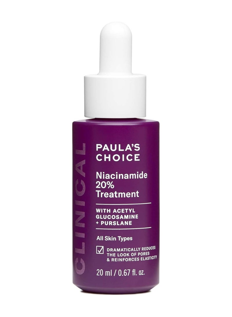 PAULA'S CHOICE - Paulas Choice Niacinamide 20% Treatment with Acetyl Glucosamine + Purslane for All Skin Types – Reduces the Look of Pores and Reinforces Elasticity 20 ml 0.67 fl.oz - Image 1