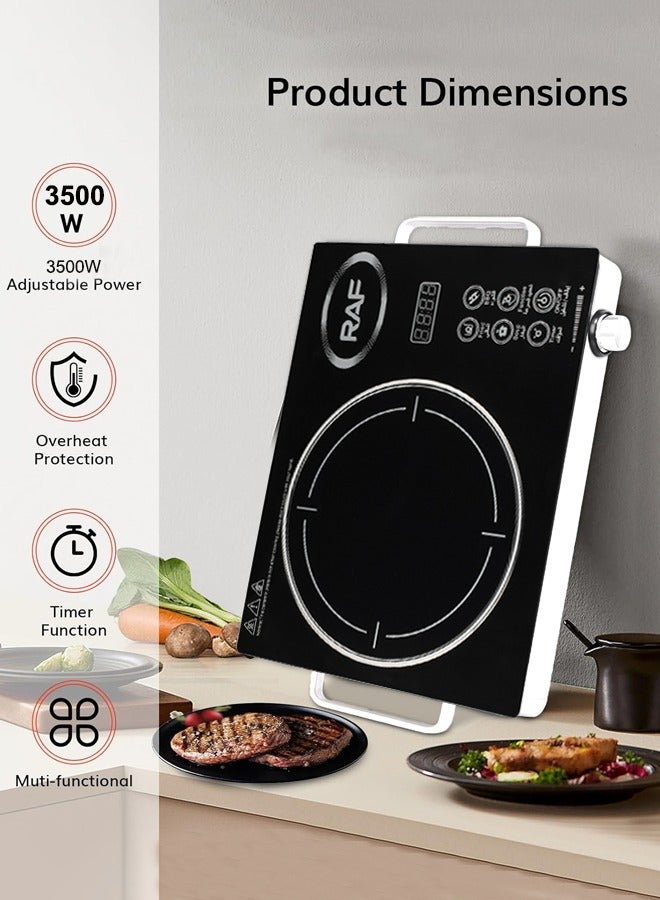 آر إيه أف الأشعة تحت الحمراء المحمولة طباخ 3500W الشعلة الكهربائية قابل للتعديل مع السلطة التدفئة ، وظائف متعددة مسبقا ، لمسة مقبض الباب ، متوافقة مع جميع طباخ ، R.8019 - Image 3