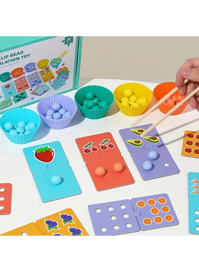 Wooden Macaron Beads Sorting Puzzle Color Matching Counting Fine Motor Skills Toy - Image 4
