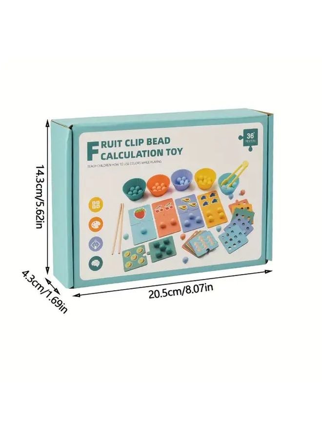 Wooden Macaron Beads Sorting Puzzle Color Matching Counting Fine Motor Skills Toy - Image 3