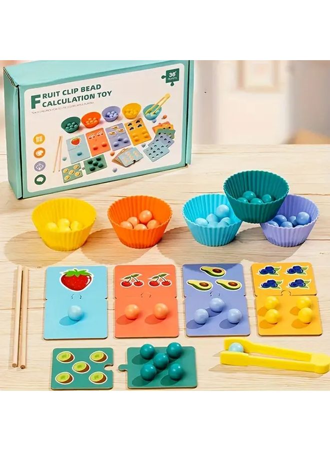 Wooden Macaron Beads Sorting Puzzle Color Matching Counting Fine Motor Skills Toy - Image 2