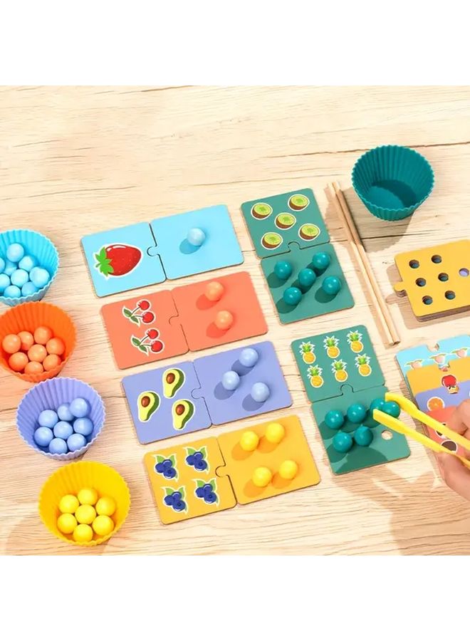 Wooden Macaron Beads Sorting Puzzle Color Matching Counting Fine Motor Skills Toy - Image 5