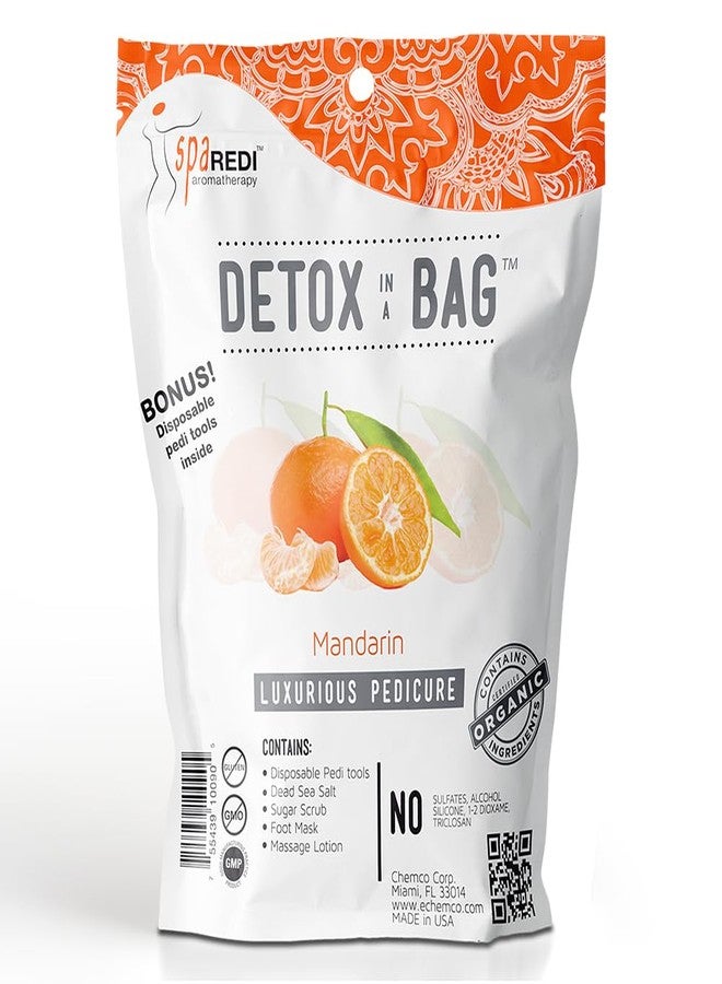SPA REDI Detox In A Bag Pedicure Kit -Pedicure Massage for Tired Feet, Detoxifies and Refreshes Feet, Invigorating Mandarin - Image 1
