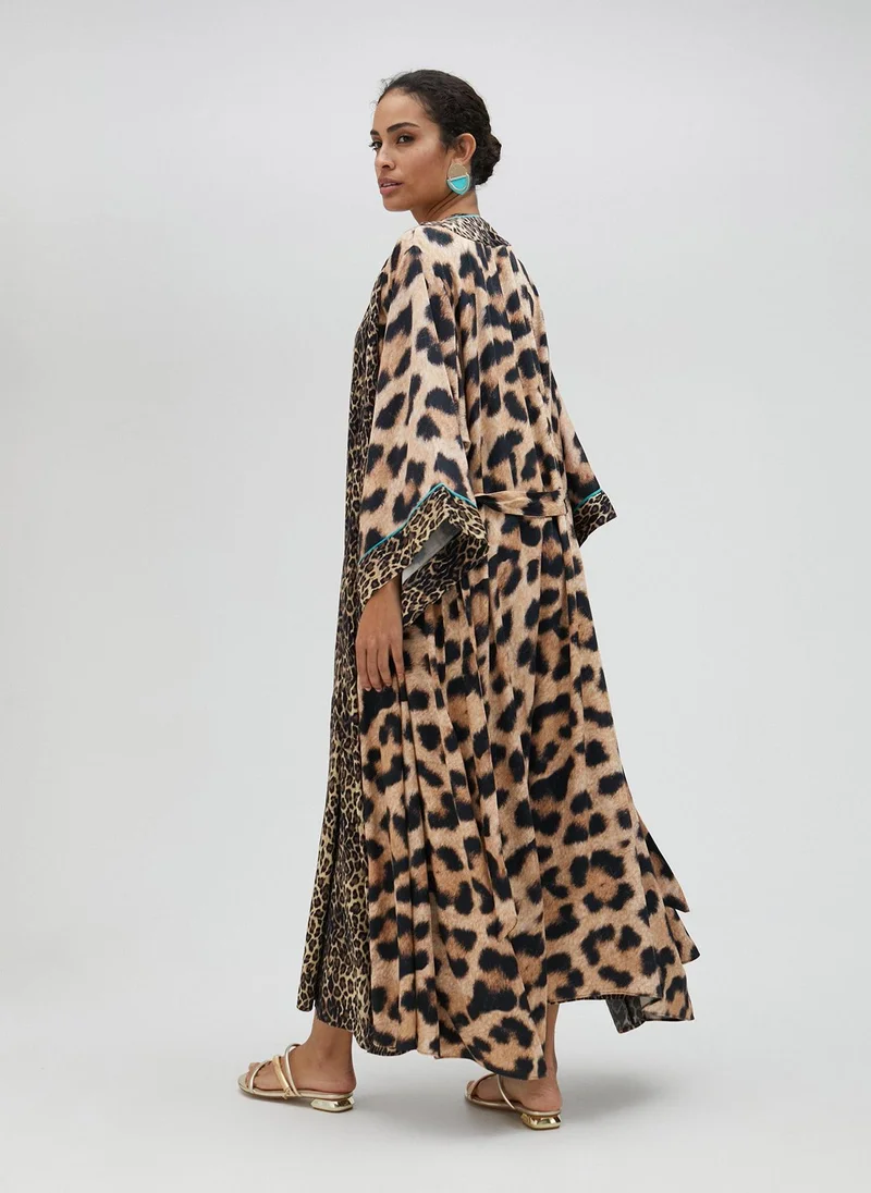 Lola Casademunt Long kimono with mini leopard print