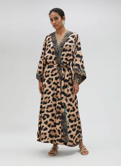 Lola Casademunt Long kimono with mini leopard print