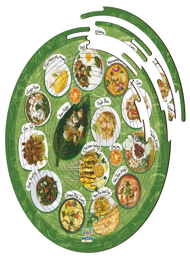 Webby Noozles Thai Food Wooden Puzzle, 70 Pcs for Boys and Girls - Image 1