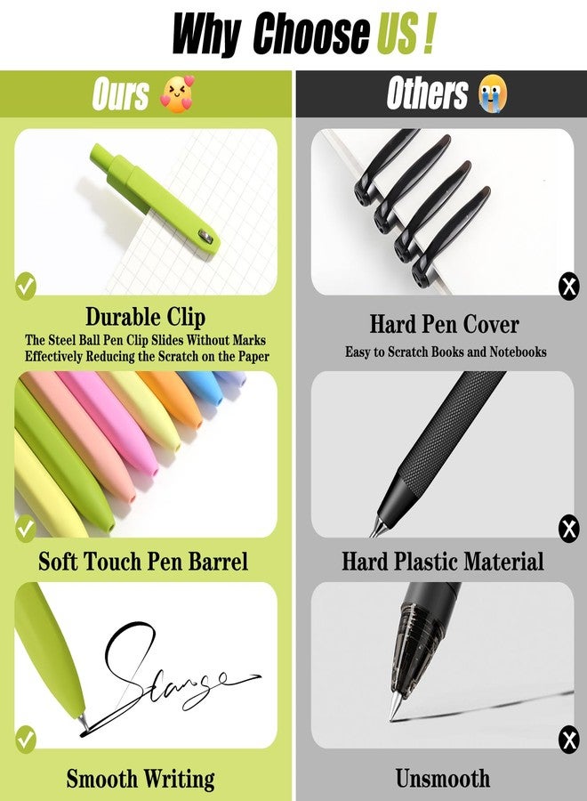 Piochoo Gel Pens, 8 Pack Fine Point Black Ink Smooth Writing Ink Pen, Retractable Quick Dry Aesthetic Cute Pens for Women Nurses School Office Supplies - Image 3