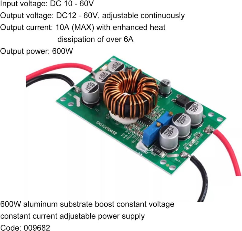 600W Boosts Converter 10-60V to 12-60V Output Step Up Drive Power Board Adjustable Power Supply Module High Efficiency - Image 2