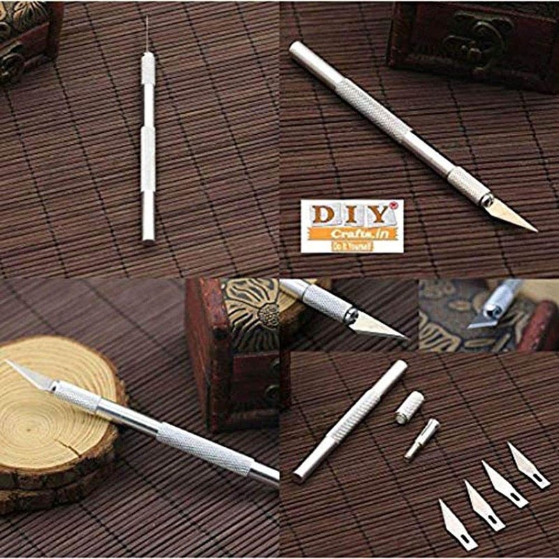 Diy Crafts CTDIYHI37289 Wood Carving Pen Paper Cutter Sculpting Cutting Knife With Blades Pack of 6 2 Multicolor - Image 1
