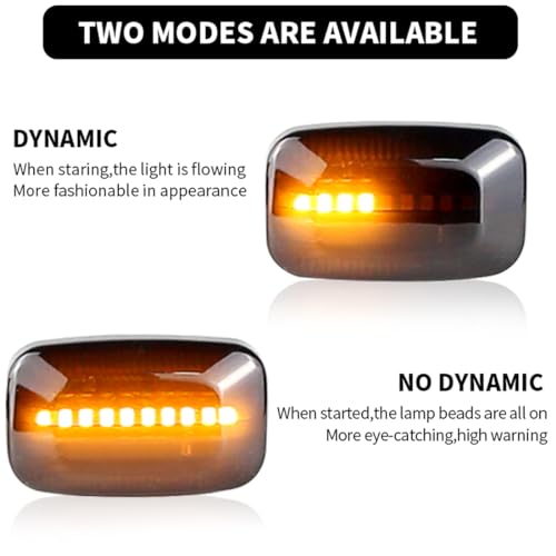 Polarlander Car Side Marker Lights Dynamic LED Turn Signal Indicator Rearview Mirror Lamp Compatible for Toyota Landcruiser Land Cruiser 70 80 100 Series 9807 Smoked Lens Pack for 2 - Image 3