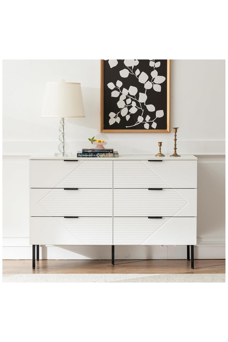 Chogori Dresser for Bedroom with 6 Drawer, Farmhouse Wood Dresser Storage Drawers, Espresso Long Double Fluted Dressers, Closet Organizers TV Stand for Living Room,Hallway - Image 1