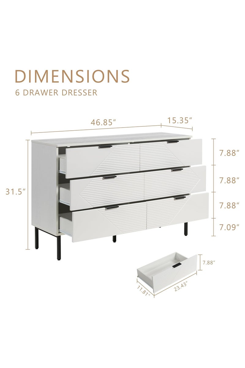 Chogori Dresser for Bedroom with 6 Drawer, Farmhouse Wood Dresser Storage Drawers, Espresso Long Double Fluted Dressers, Closet Organizers TV Stand for Living Room,Hallway - Image 2
