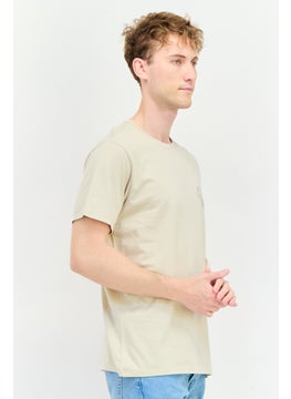 DOCKERS Men Crew Neck Short Sleeve Brand Logo T Shirt, Beige  - Image 2
