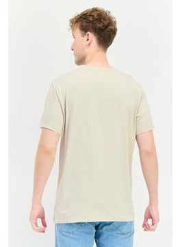 DOCKERS Men Crew Neck Short Sleeve Brand Logo T Shirt, Beige  - Image 3