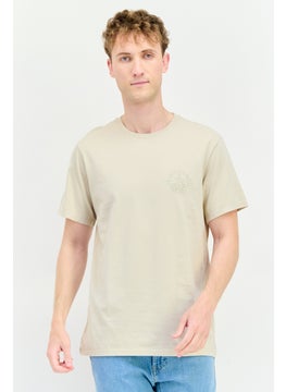 DOCKERS Men Crew Neck Short Sleeve Brand Logo T Shirt, Beige  - Image 1