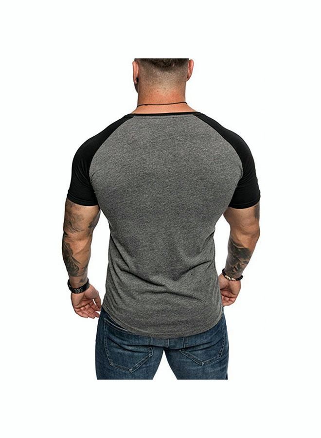 NIBEMINENT Men's Casual T Shirt Fashion Color Blocking Short Sleeve Sports Training Top Classic Round Neck  - Image 3
