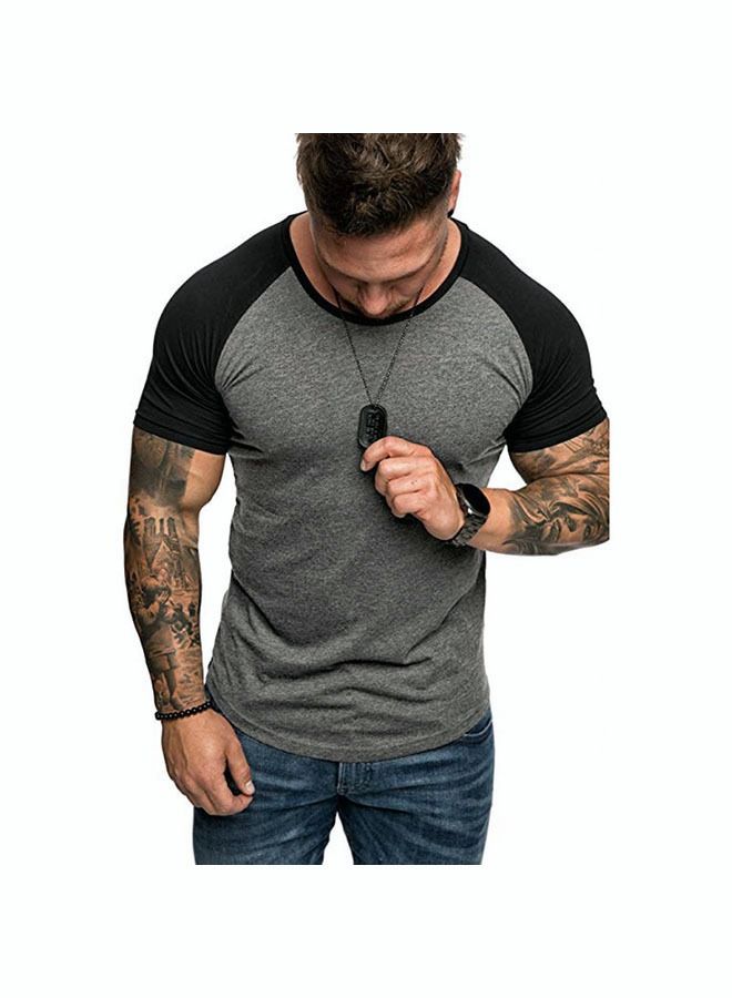 NIBEMINENT Men's Casual T Shirt Fashion Color Blocking Short Sleeve Sports Training Top Classic Round Neck  - Image 1