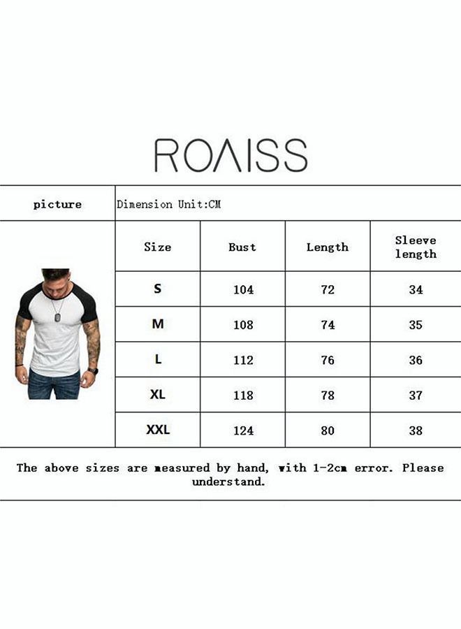 NIBEMINENT Men's Casual T Shirt Fashion Color Blocking Short Sleeve Sports Training Top Classic Round Neck  - Image 4