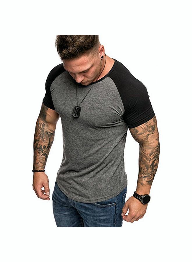 NIBEMINENT Men's Casual T Shirt Fashion Color Blocking Short Sleeve Sports Training Top Classic Round Neck  - Image 2