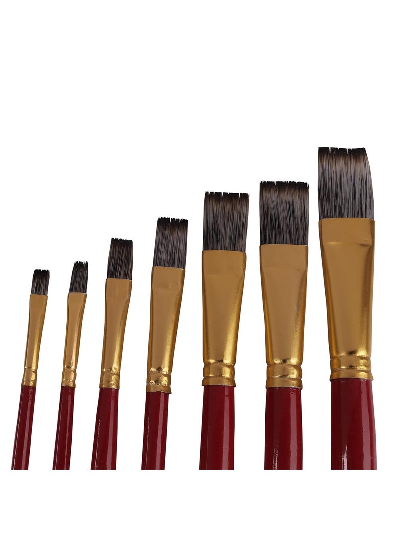 Arora Arora Short Handle Triple Color Synthetic Flat Tip Artist Paint Brush Set, 7 Pieces(Wood)  - Image 4