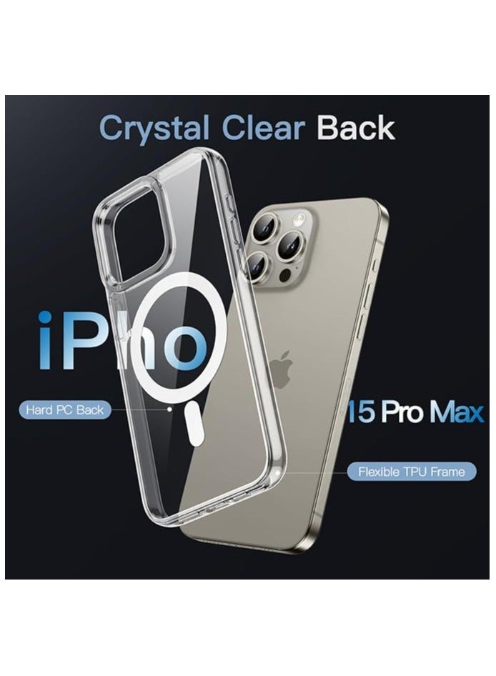 Techie Magnetic Case for iPhone 15 Pro Max 6.7-Inch Compatible with MagSafe Wireless Charging, Shockproof Hard PC Cover Case, Anti-Scratch - Clear - Image 2