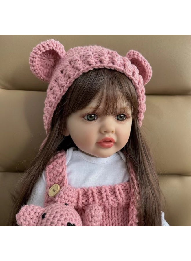 TJMR Reborn Baby Doll 24 inch Realistic Newborn Baby Dolls - Lifelike Weighted with Soft Silicone Doll Girls with Plush Toy & Doll Clothes for Age 3+ (E) - Image 3