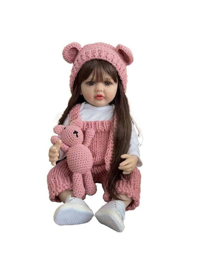 TJMR Reborn Baby Doll 24 inch Realistic Newborn Baby Dolls - Lifelike Weighted with Soft Silicone Doll Girls with Plush Toy & Doll Clothes for Age 3+ (E) - Image 1