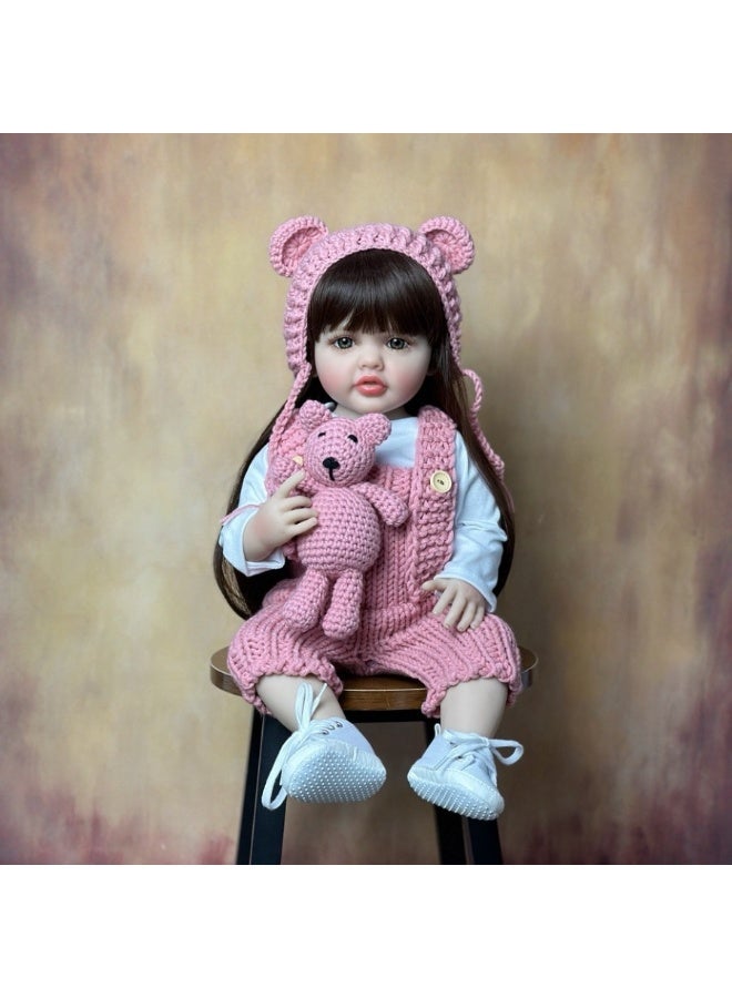 TJMR Reborn Baby Doll 24 inch Realistic Newborn Baby Dolls - Lifelike Weighted with Soft Silicone Doll Girls with Plush Toy & Doll Clothes for Age 3+ (E) - Image 2