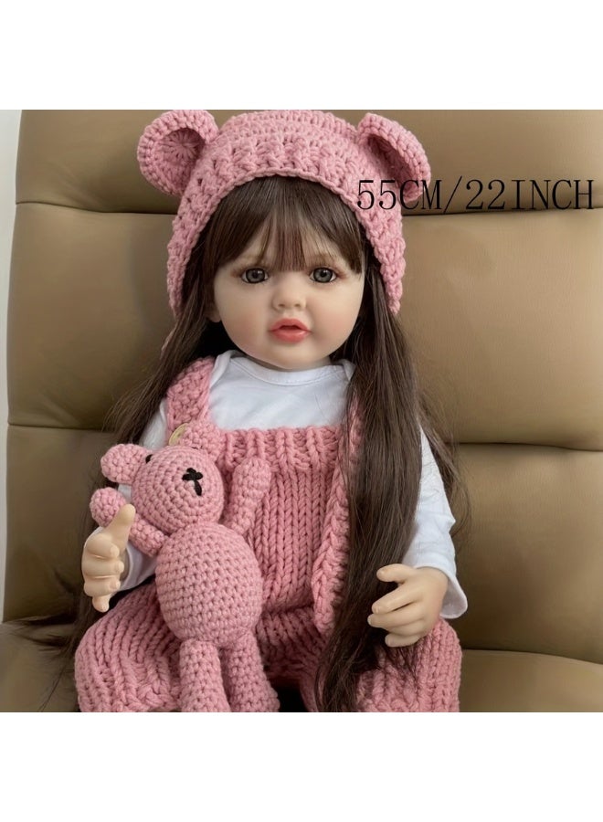TJMR Reborn Baby Doll 24 inch Realistic Newborn Baby Dolls - Lifelike Weighted with Soft Silicone Doll Girls with Plush Toy & Doll Clothes for Age 3+ (E) - Image 4