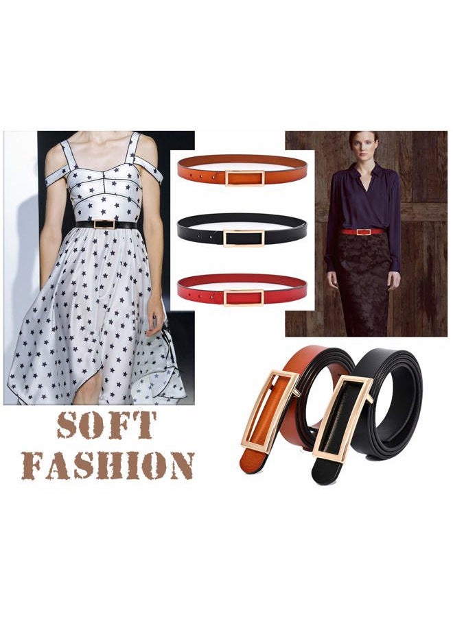 INSIGHTER Genuine Leather Belt for Women Waist Skinny Dress Belt for Jeans Pants 0.93" Width Black Red Brown White, 1/ Black Leather Belt, S: Suit for Pant Size 26-31 - Image 5