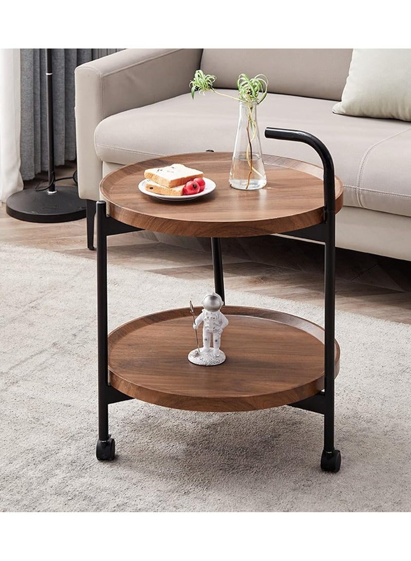 DubaiGallery طاولة قهوة قابلة للتحريك بطبقتين، طاولة قهوة دائرية لشرفة النوم، غرفة المعيشة وجانب الأريكة - Image 4