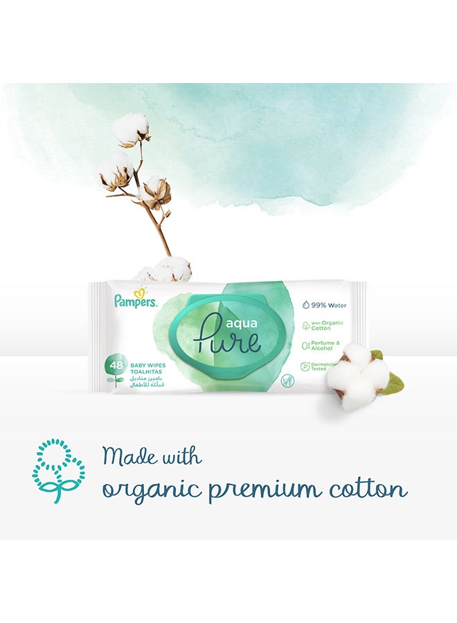 Pampers Aqua Pure Baby Wipes Made With 99% Pure Water 144 Wipe Count - Image 4