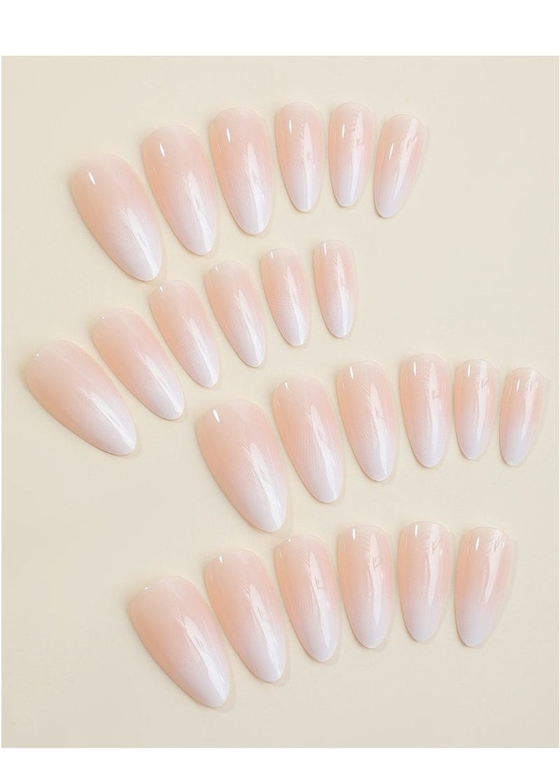Miamia 24-Piece French Tip Press On Nails - Package Soft Gel French Fake Nails Short, Salon-quality Press On Nails, Seamless Glue-on Nails for Woman Nail Art Manicure  Press On Nails - Image 4