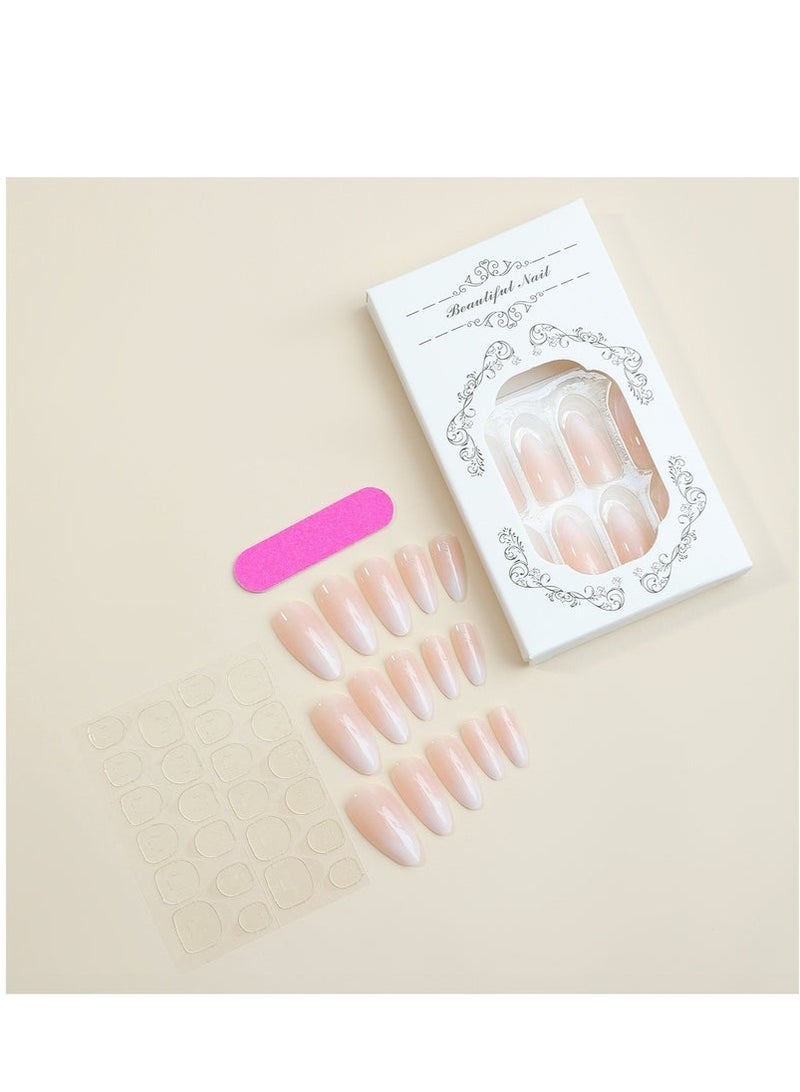 Miamia 24-Piece French Tip Press On Nails - Package Soft Gel French Fake Nails Short, Salon-quality Press On Nails, Seamless Glue-on Nails for Woman Nail Art Manicure  Press On Nails - Image 2